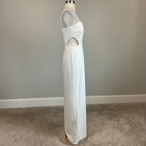 White Cut Out Sleeveless Column Evening Gown Size 8 Formal Dress by AQUA - Picture 4 of 11